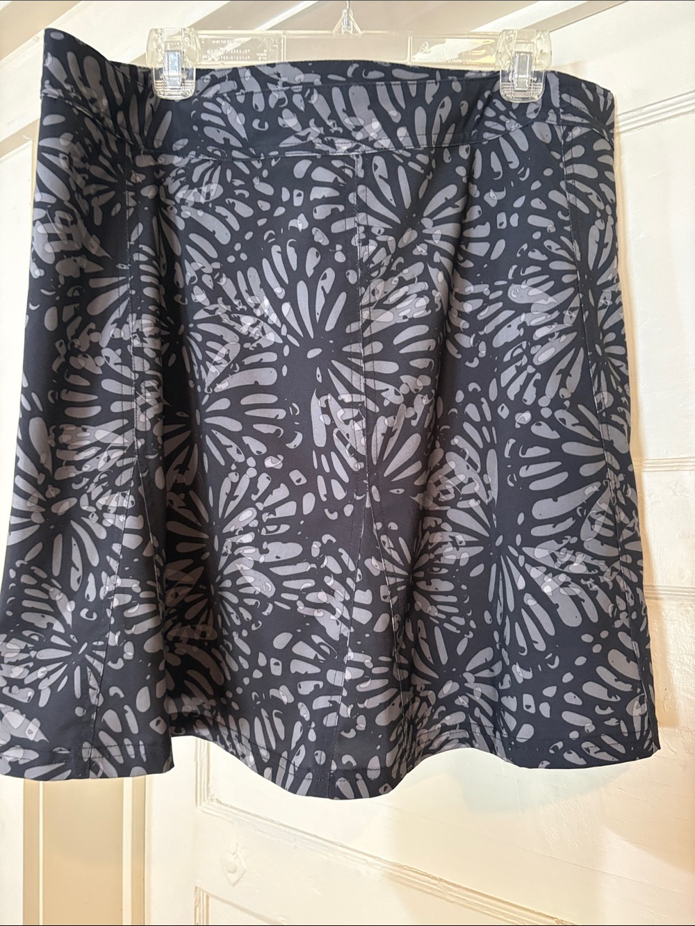Women's Black Floral-Print Circle Skirt